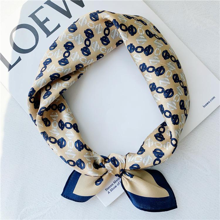 53*53 см квадратный шелковый шарф женский модный принт маленький шейный платок офисный — фото 13