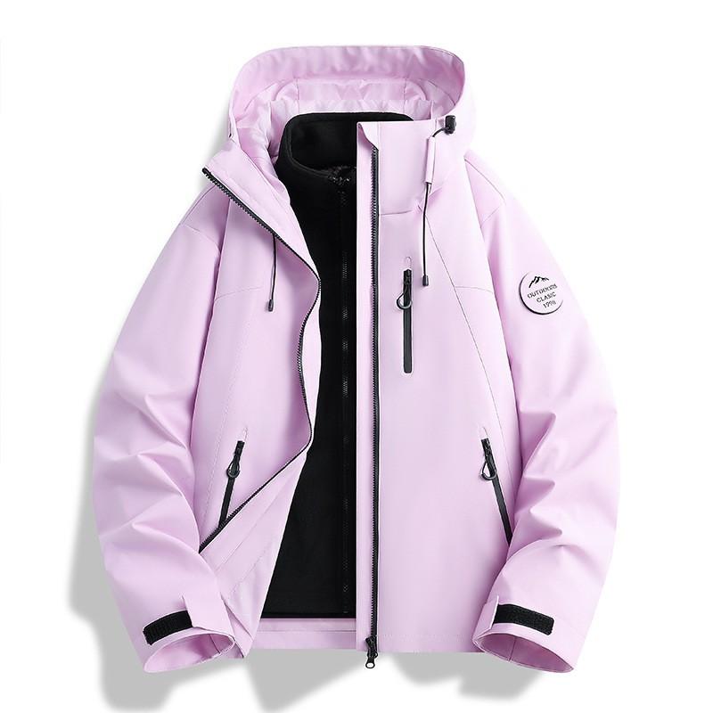 Mens Womens 3-in-1 Waterproof Windproof Hiking Jacket With Removable Down Liner Outdoor Trekking Camping Cycling