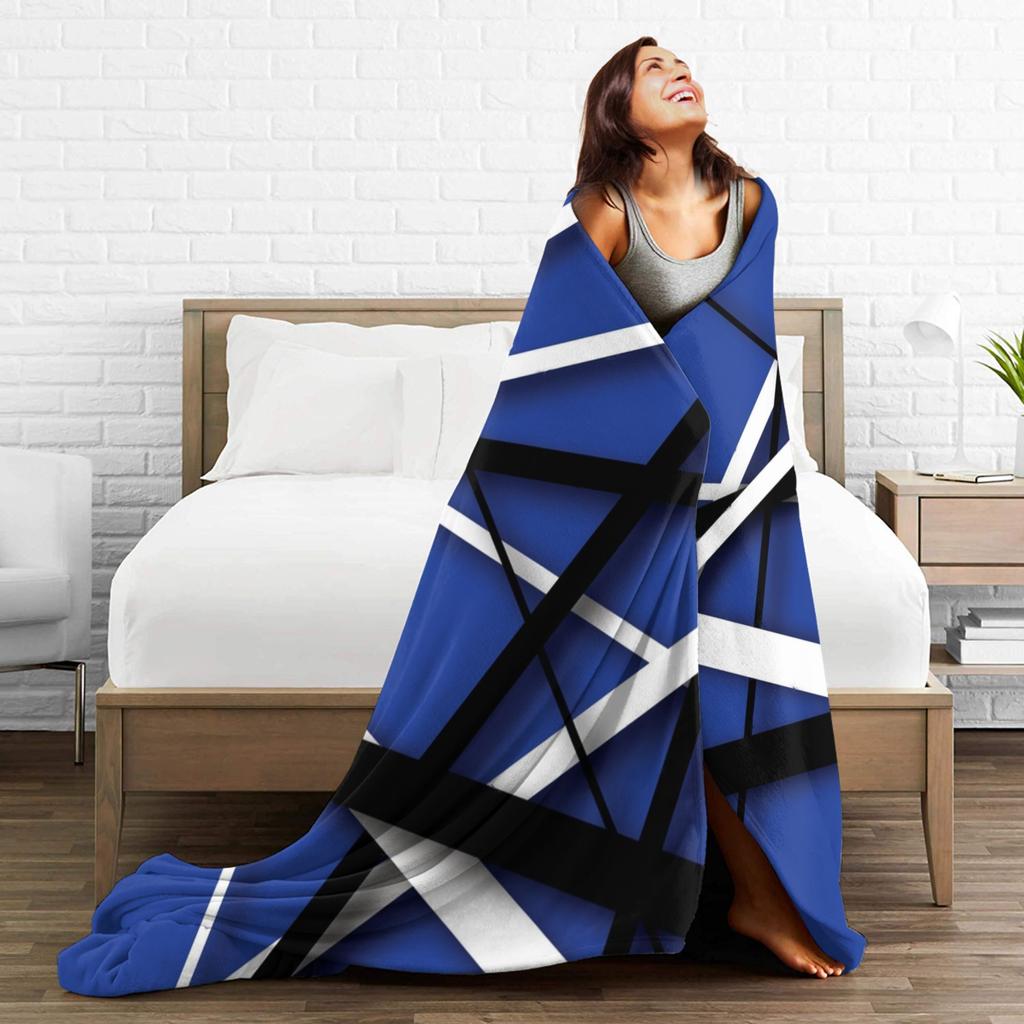 Warm Cozy Blankets Plane Travel Van Halen Blue Rock Stripes Throw Blanket Graphic Bedspread For Sofa Home