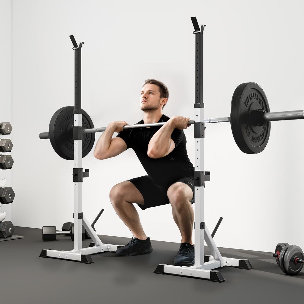 Weights Bar Barbell Rack Squat Stand Adjustable Portable Weight Lifting Max Load 200kg, Suitable For Home Gym Training Work Out
