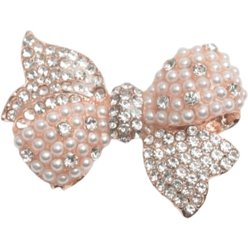 Creative Ladies Luxury Sparkly Boutique Bow Brooch Rhinestone Pearl Decorated Bow Badge Ladies Party Banquet