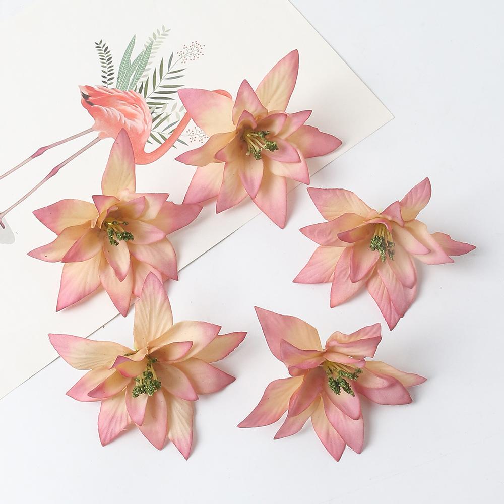 

10/20/30cs 8cm Artificial Flowers Silk Fake Flowers Heads for Home Room Decor Wedding Decoration DIY Garland Gifts Accessories 5Pcs розовый