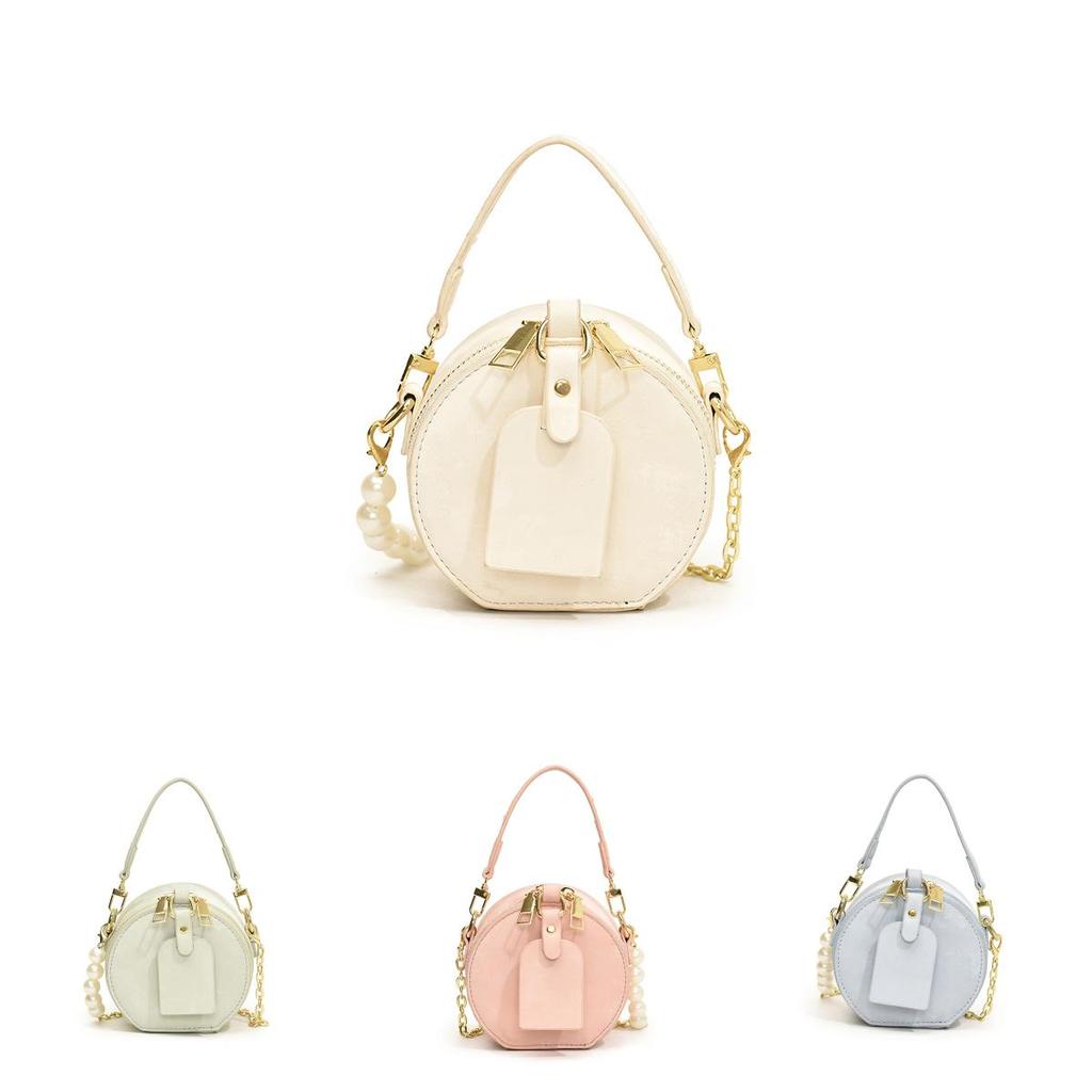 Unisex Pu Mini Circular Bag With Stitching Details For Kids And Toddler Accessories