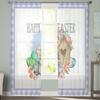 Osterhase Blumen Tüll Vorhänge für Wohnzimmer Schlafzimmer Voile Transparenter Vorhang Fenster Heimdeko Vorhänge