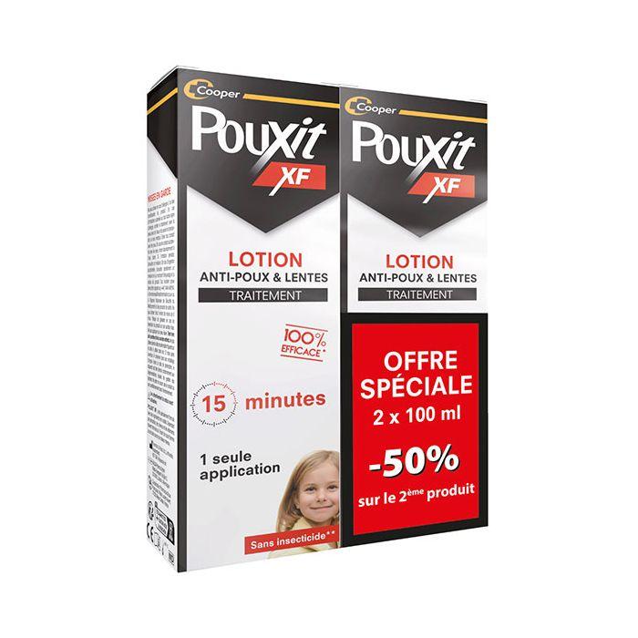 Pouxit Extra Fort Lotion anti-poux et lentes Agit en 1 seule application de 15 minutes Lot 2x100 ml