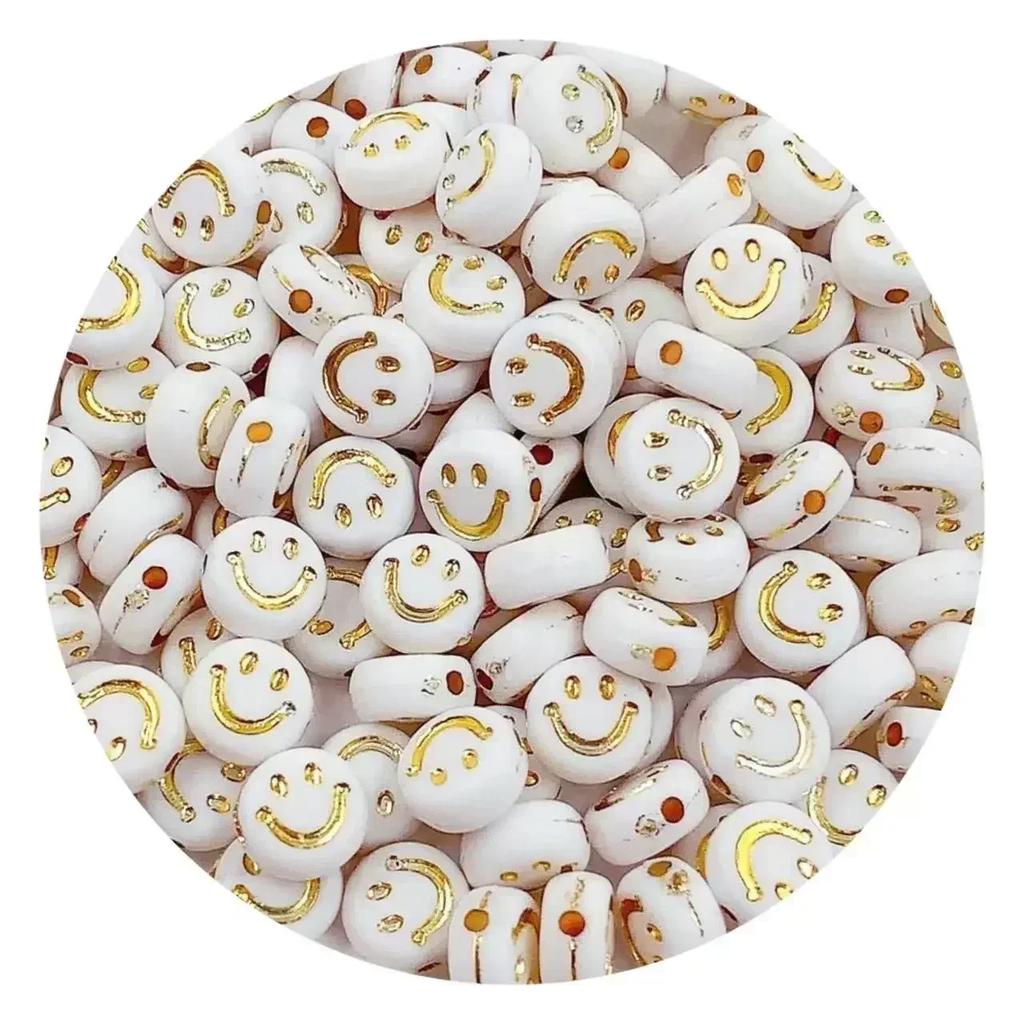 100-500PCS Mixed Colorful Acrylic Happy Face Beads Acrylic Smiling Face Spacer Beads for Bracelet Necklace DIY Jewelry Making