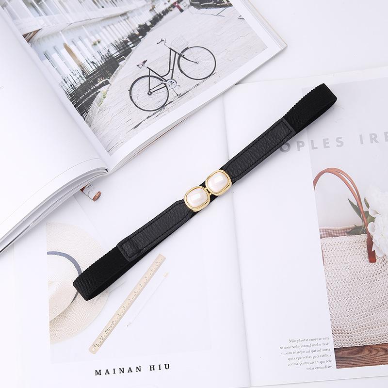 And Versatile Belt Slimming With Retro  Buckle Belt Decoration Dress