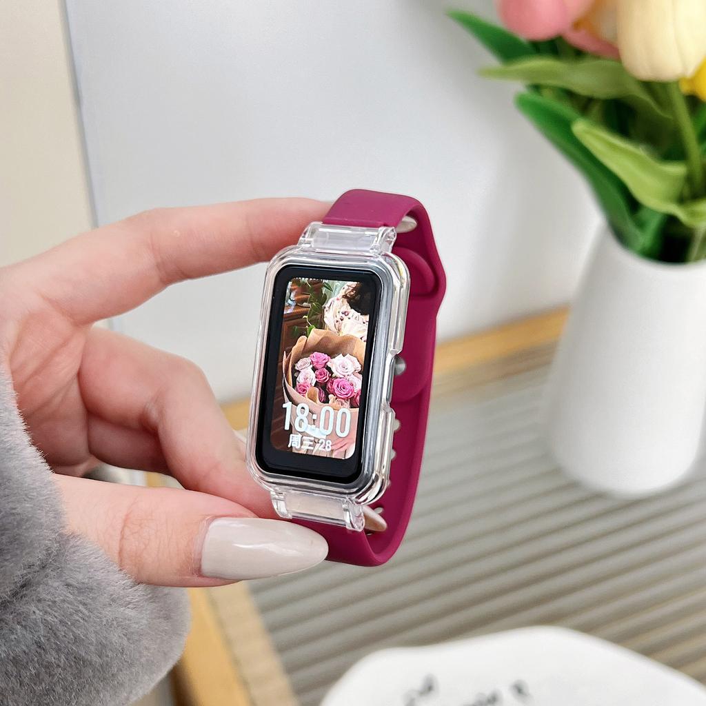 Прозрачный чехол+ремешок Для Huawei Band 10/9/9 NFC Аксессуары Спортивный силиконовый браслет для часов correa для Huawei Bands 8/8NFC Чехол