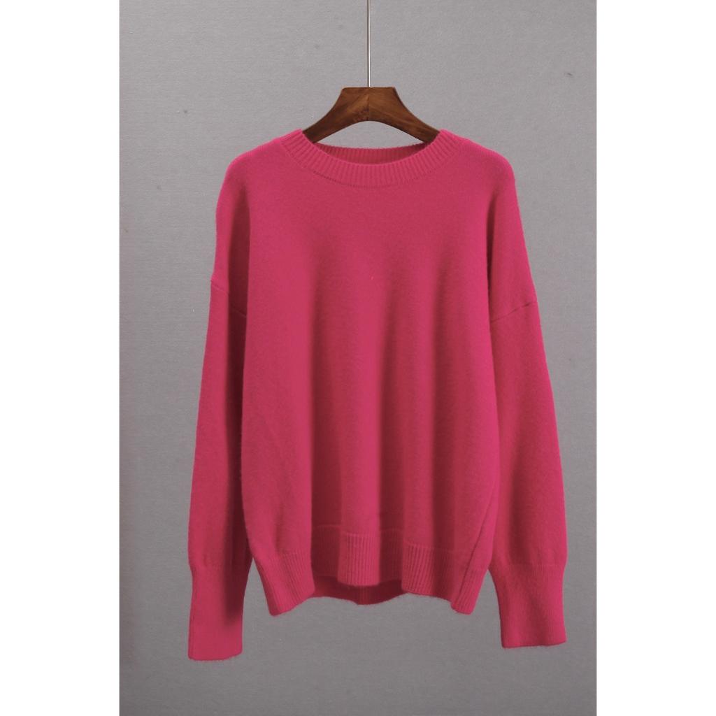 Einfarbiger Rundhals-Pullover für Damen | Weiches Strickoberteil | Lässige lockere Passform