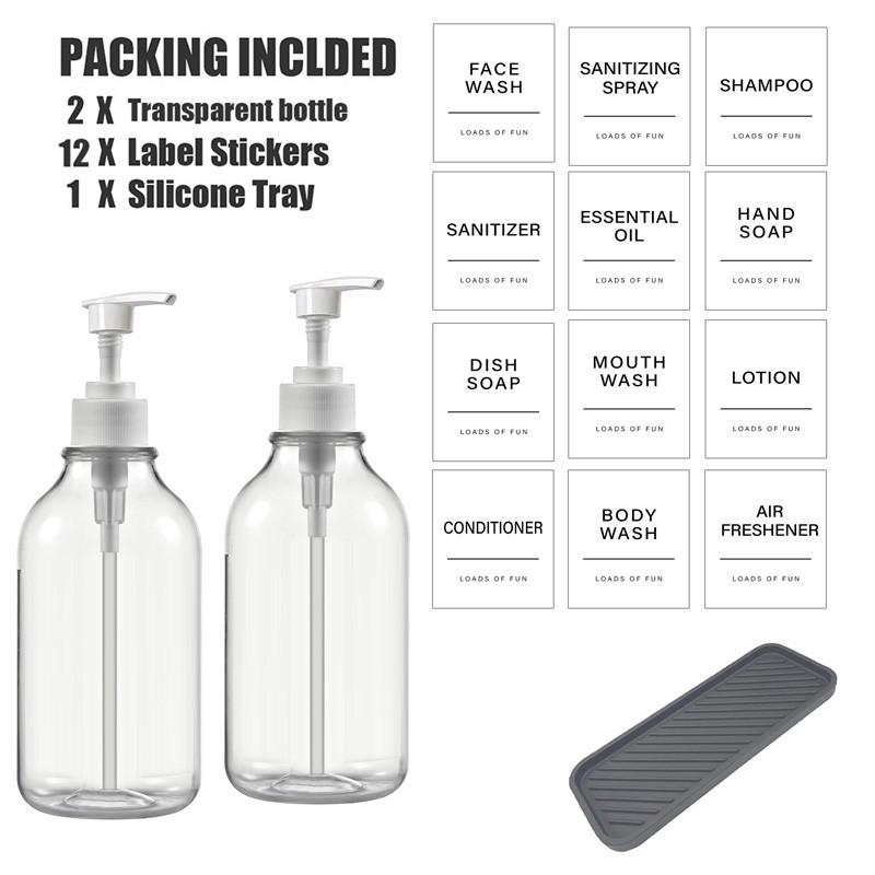 Shampoo and Conditioner Dispenser Wall Mount 500ml Refillable Bath Soap Bottle Lotion Shower Soap Dispenser for Bathroom