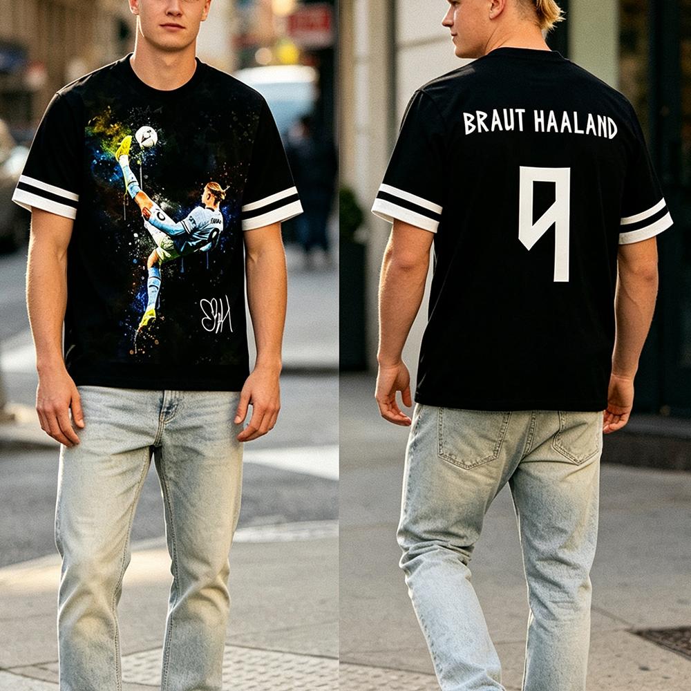 Maglietta da Calcio Unisex Streetwear Norvegia Numero 9 HAALAND Maglietta a Manica Corta Estiva da Uomo Maglietta con Stampa Grafica