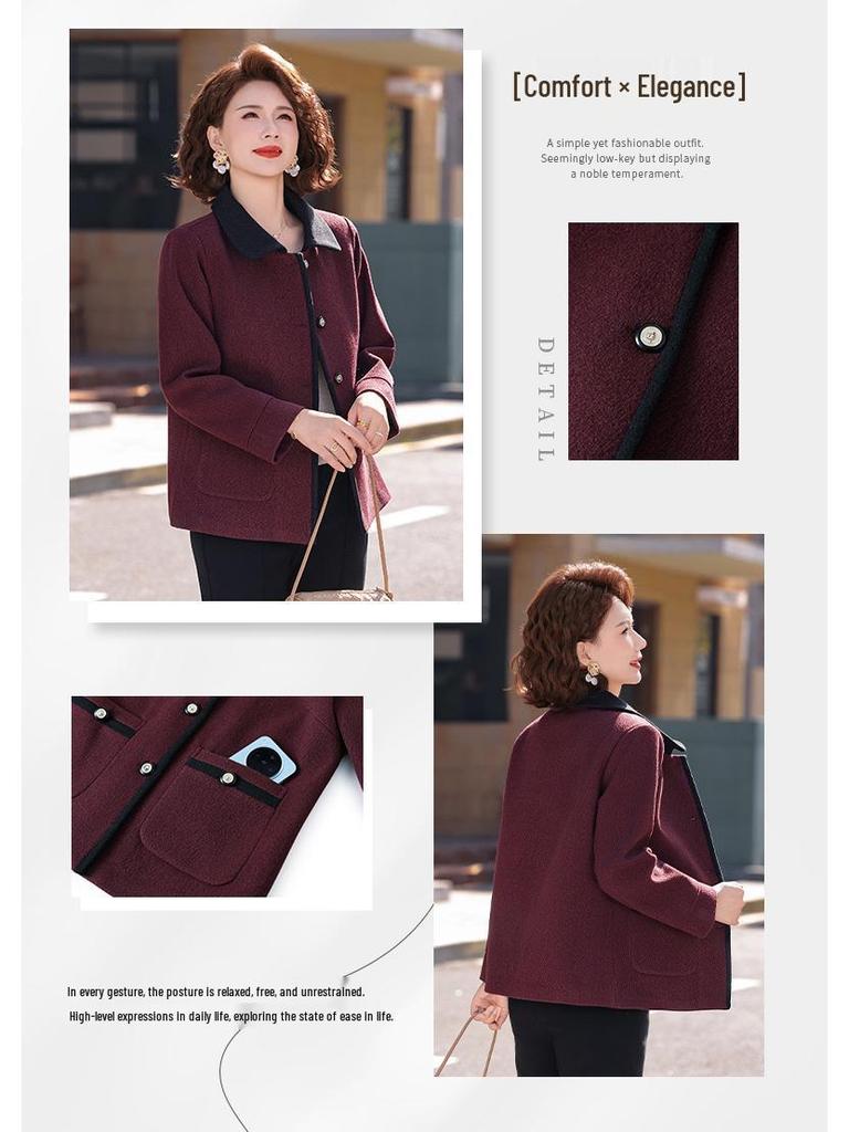 Short Spring/Autumn Wool Jacket for Petite Middle-aged Women - Chic & Fashionable 2026 Edition