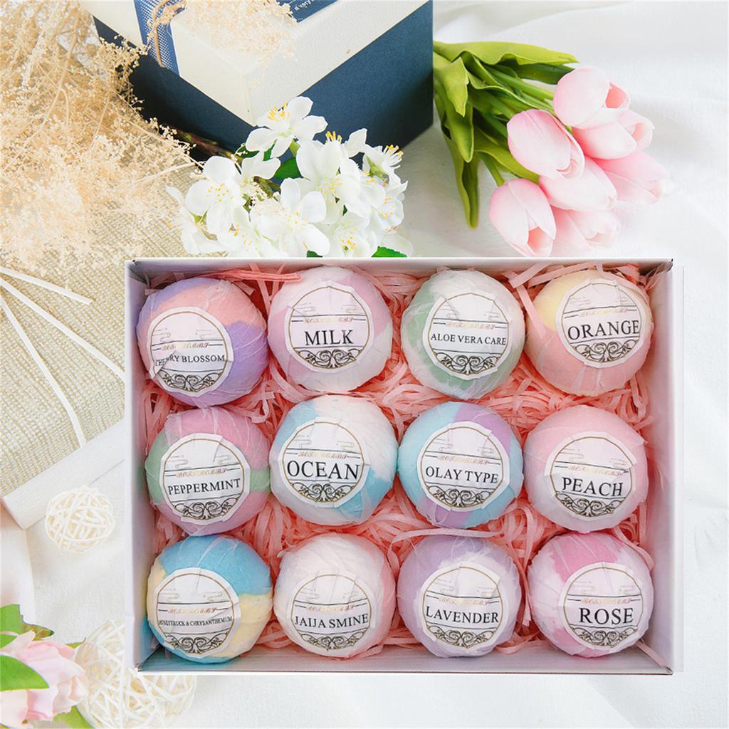 Bubble Bath Ball Gift Set 12pcs Shea Dry Skin Moisturize Perfect For Bubble & Spa Bath