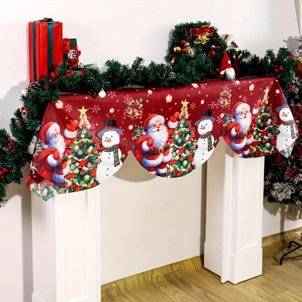 2026 Christmas Fireplace Scarf Snowman Navidad Natal Mantel Scarf Indoor Fireplace Ornament Christmas Decorations