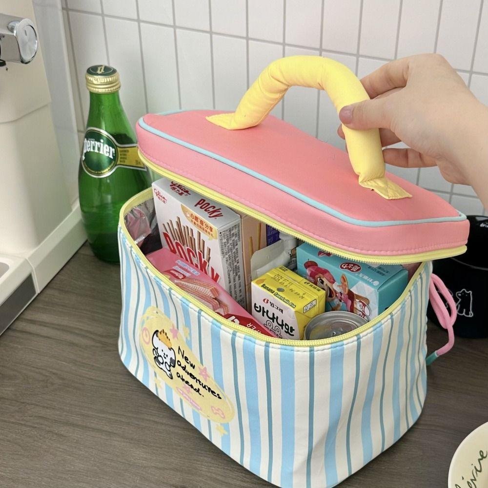 Large Capacity Cute Makeup Bag Multi Functional Lunch Bag Handheld Cosmetic Case  Outdoor
