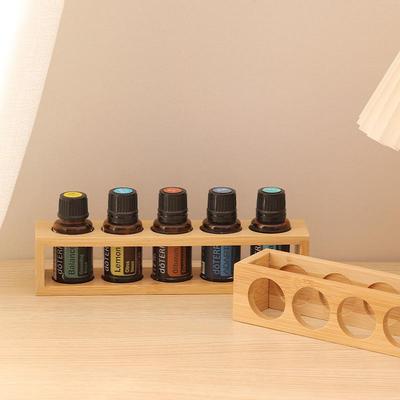 Bamboo Wood Essential Oil Stand, 5 Grids for 15ml doTERRA Bottles, Desktop Display & Storage Box