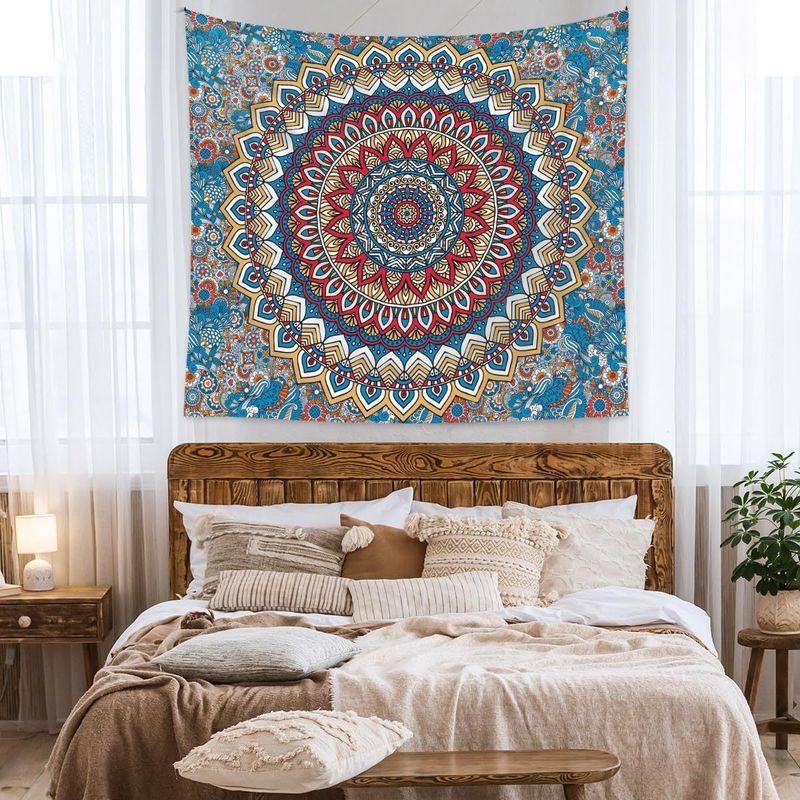 Polyester Boho Mandala Floral Tapestry, Bohemian Aesthetic Wall Hanging, Bedroom Living Room Home Decor, Gift