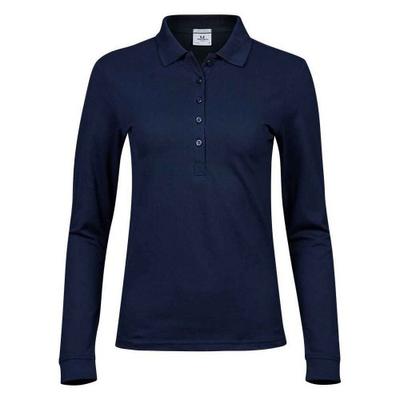 Camisa polo feminina/senhora luxuosa elástica de manga comprida