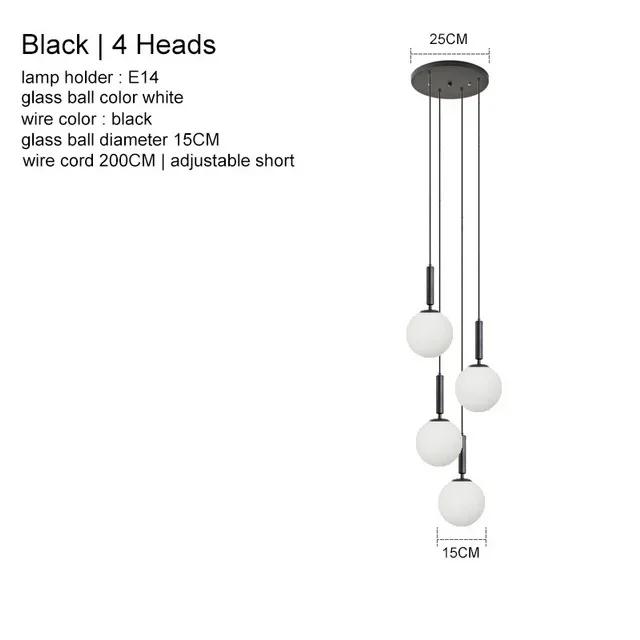 Modern Glass Pendant Light Brass Black Milk Ball LED Chandeliers Lighting for Bedroom Dining Stairs Ceiling Hanging Lamp Lustres