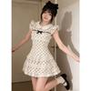 French Style Sweet Daughter Wind Polka Dot Dress Women's Summer Feeling Splicing Waist Thin Short Dress Dress Women's Clothing