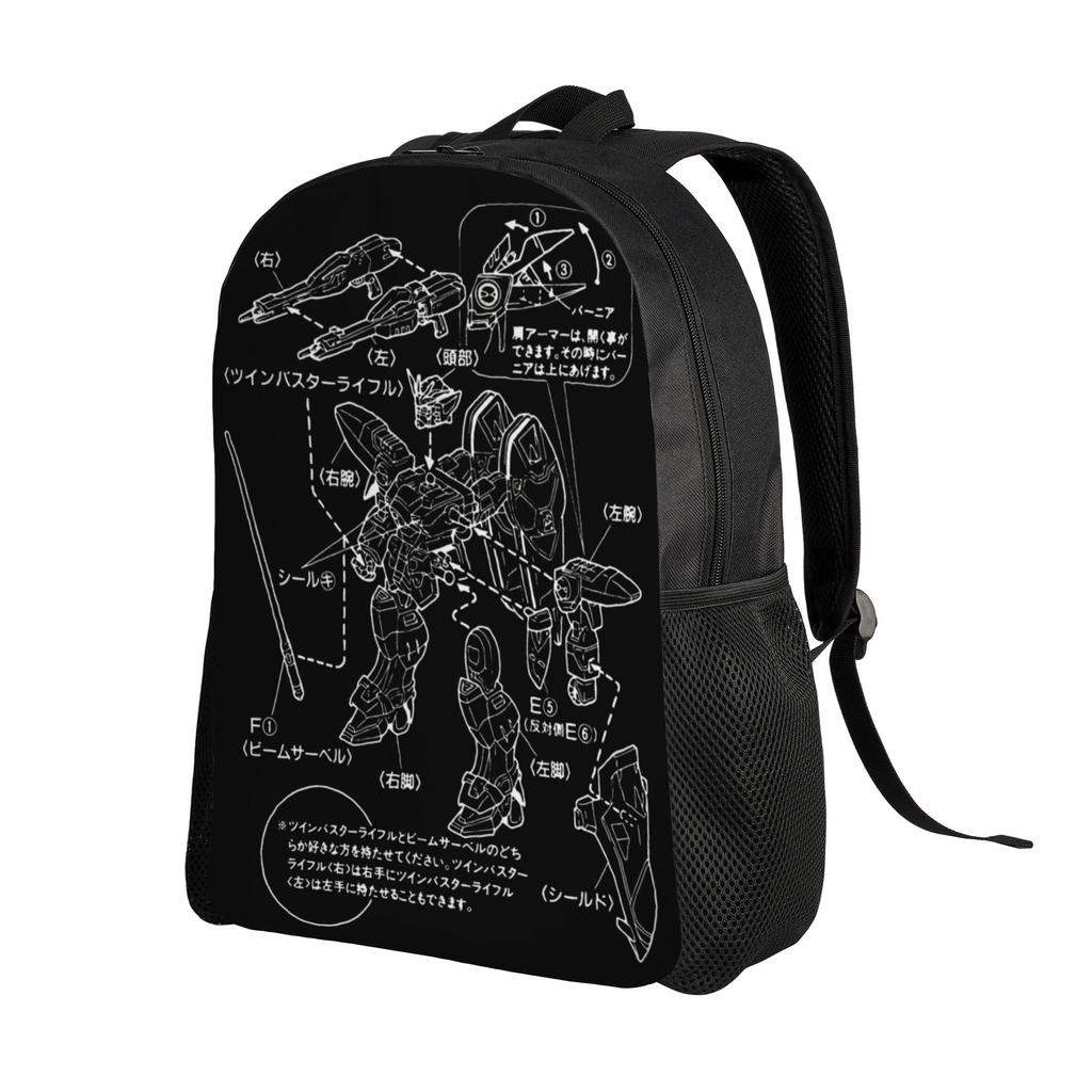 Gundam Backpack Women Men Polyester University Backpacks Pattern Aesthetic High School Bags Rucksack