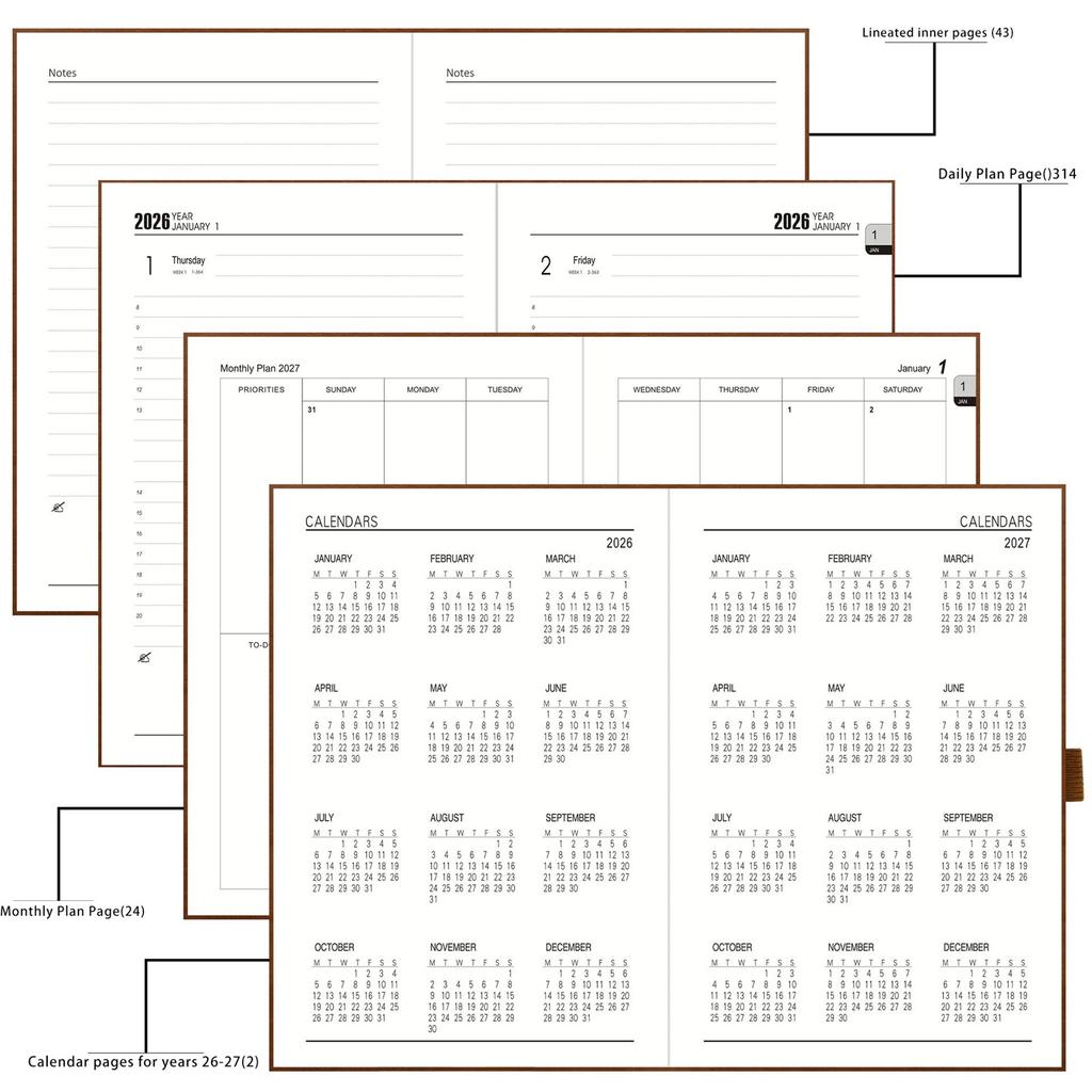 2026-2027 English Schedule Planner, A5 Size, 192 Pages/384 Pages, Daily Planner/calendar/notebook