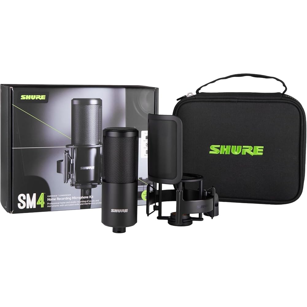 SHURE Sure SM4 Home Recording Microphone Kit SM4-K-KIT: Condenser Microphone Shock Mount Pop Filt...