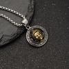 Retro Men's Pendant Trendy Men Domineering Steel Pendant Round Golden Buddha Head Pendant
