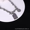 Trend Titanium Steel Square Letter Necklace Clavicle Chain Accessories Men's Long Sweater Accessories Hip Hop Ins Jewelry