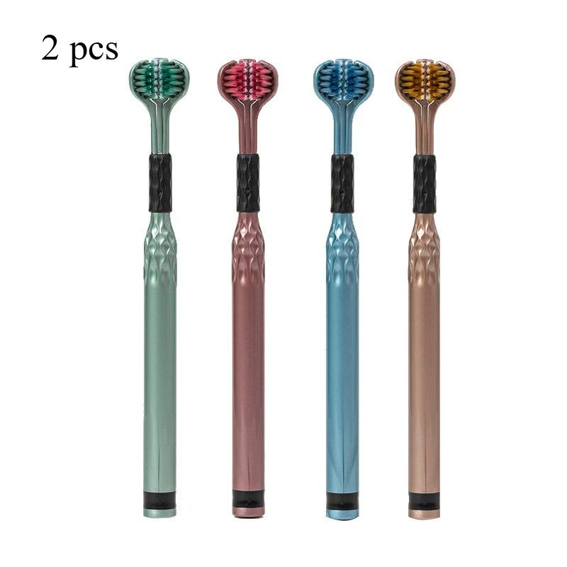 

2pcs 3-Sided Toothbrush For Comprehensive Cleaning| Ideal Angle Design| Raised Tongue Coating Brush| 2-Pack | Soft Bristles F