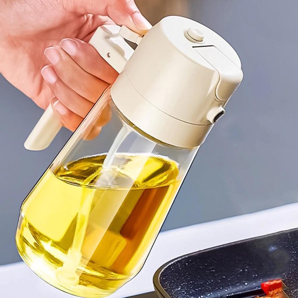 2 In1 470ml Glass Spray Oil Sprayer Bottle Spray Oil Dispenser Oil Jar Cruet BBQ Kitchen Baking Roasting Picnic Kitchen Tool