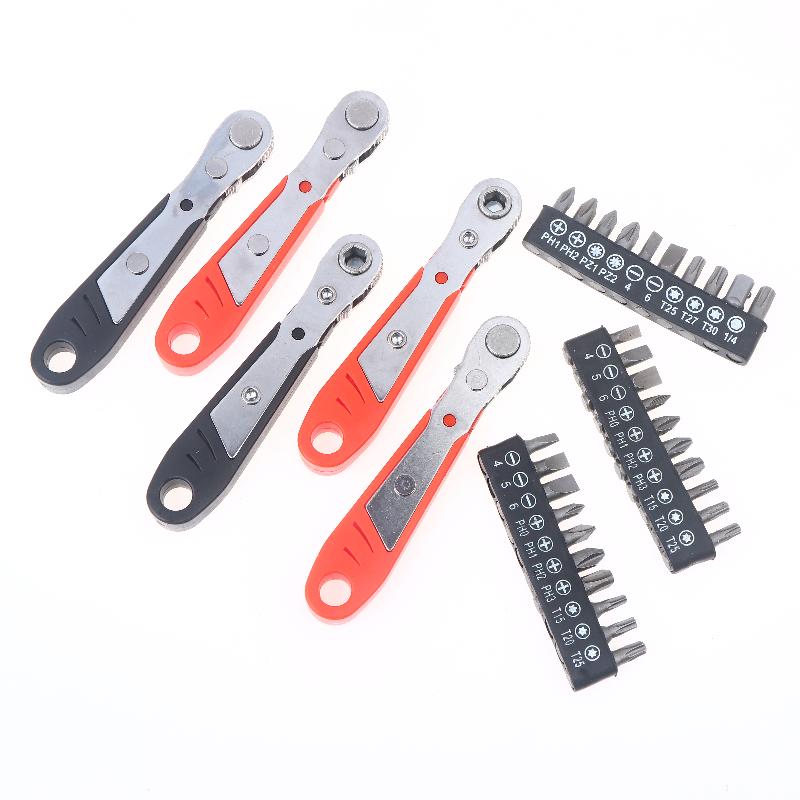Black Red Mini Socket Wrench Ratchet Fast Ratchet Wrench Multi-functional Ratchet Screwdriver DIY Repair Hand Tools