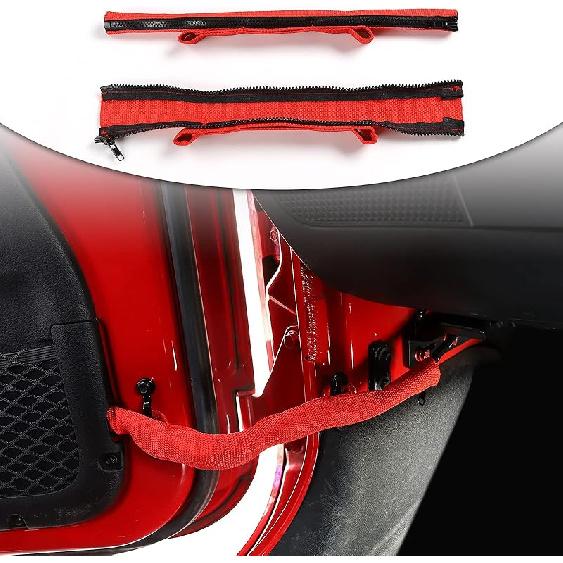 JeCar For Jeep Door Straps Heavy Duty Strong Door Limit Check Strap With Zipper For 2007-2024 Jeep Wrangler JK JKU JL JLU Gladiator JT (Black)