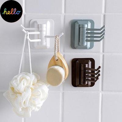 Kitchen Bathroom Wall Mount Self Adhesive Hooks Rotary Towel Sundries Hanger