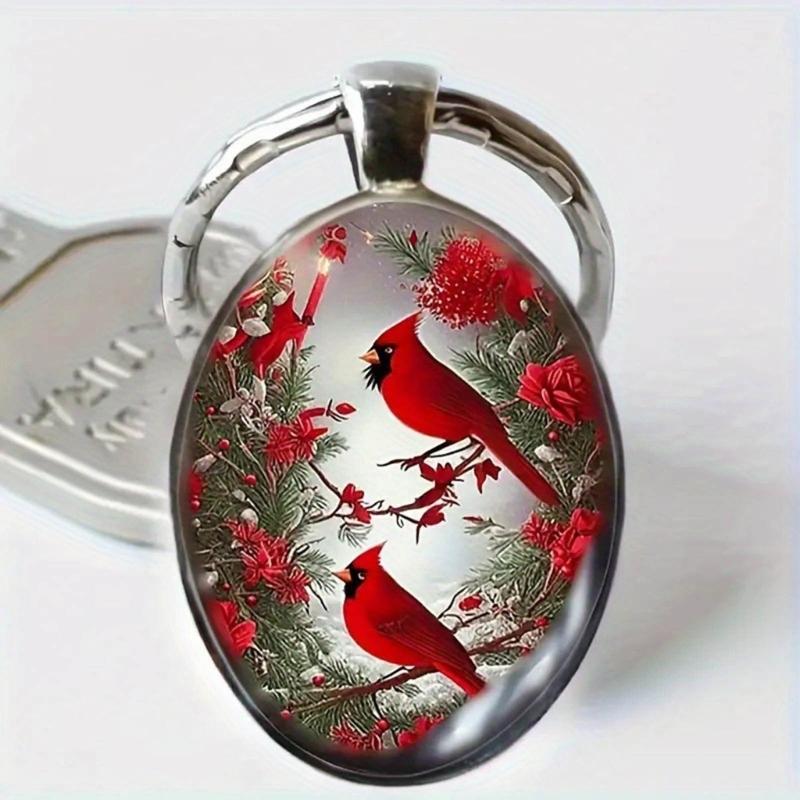 Fashion Redness Bird Pendant Necklace Drop Earring Rings Unique Animals Keychain Keyring Clavicle Chain Vintage Jewelry
