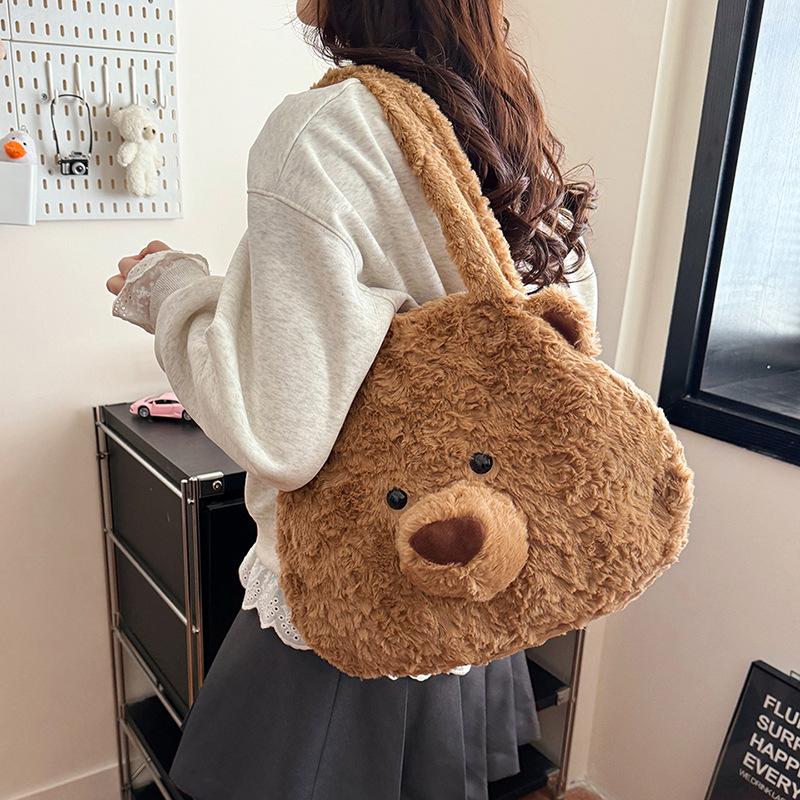 Plush doll bear shoulder bag 2025 spring and summer new cute soft cute handbag cartoon multifunctional backpack