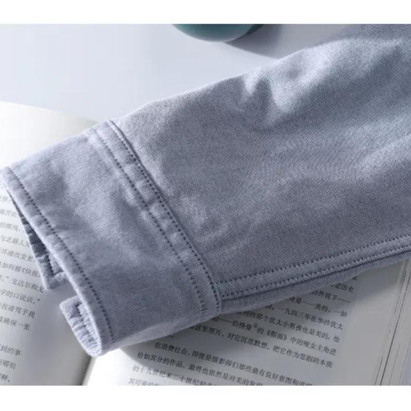 Winter Warme Herrenbekleidung Koreanischer Stil Langarm Oxfordhemden für Herren Täglich Lässig Stehkragen Einfarbig Fleecehemd mit Tasche