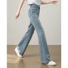 TERRE BLEUE Damen High-Waist Micro-Flare Jeans mit Strasssteinen