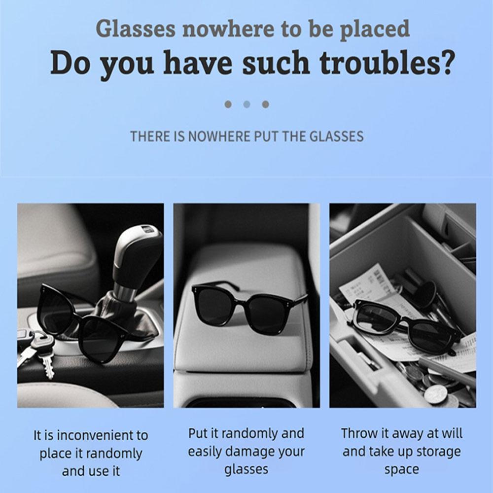 Multifunction Car Glasses Box Portable Car Sunglasses Holder Car Driving Glasses Holder Eyeglass Case Sun Visor Glasses Storage