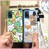 Durable Fashion Design Phone Case For ZTE Blade A71 Cartoon Ring Anti-dust Phone Holder Anti-knock Lanyard Kickstand