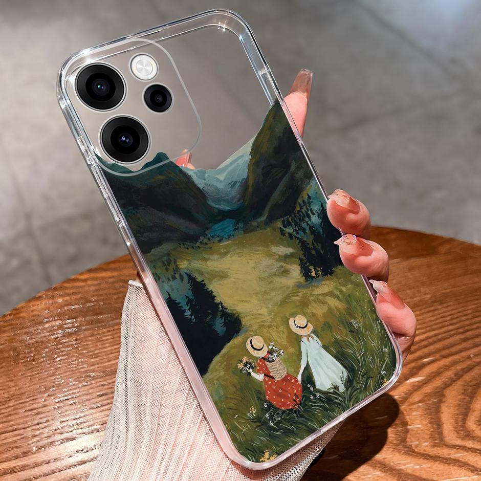 Cases For OPPO Reno15 15F 15Pro Cute Girl Love Heart Lightweight Simplicity Soft Transparent Housing For Reno 15F 15 Pro Capa