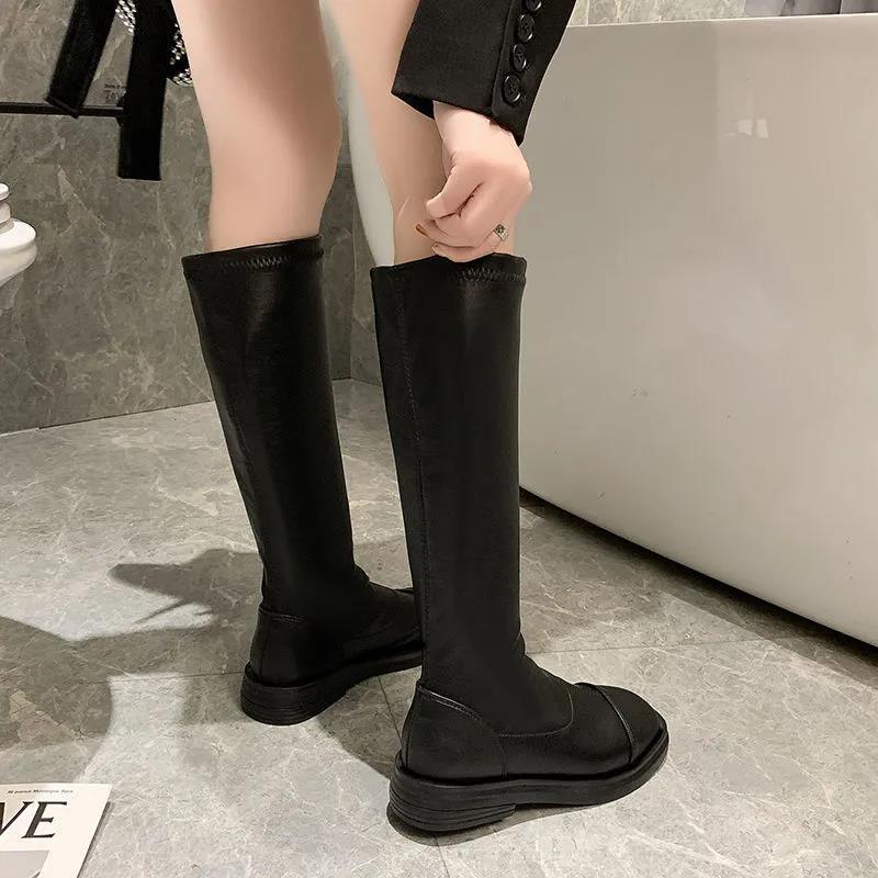 But knee boots women's boots 2021 new autumn and winter handsome knight boots high Martin boots women's thin leather boots