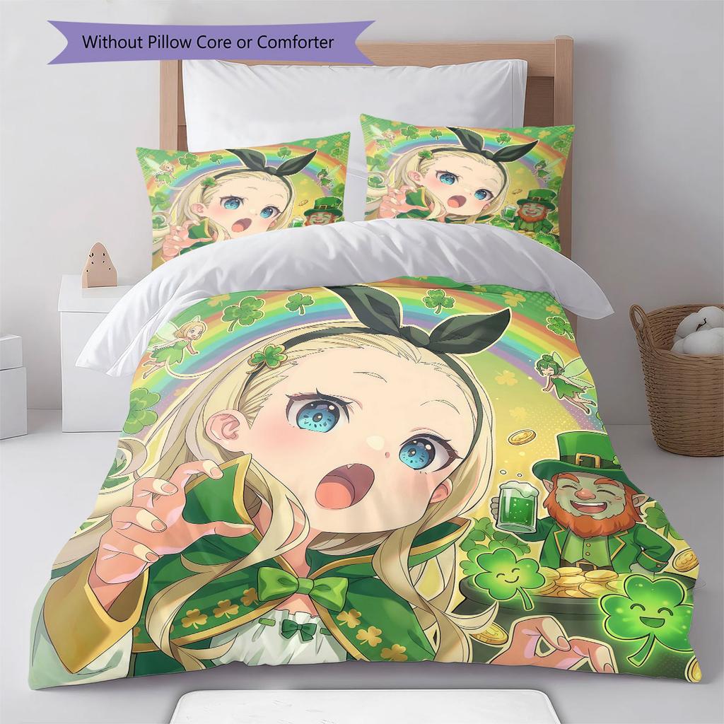 LycorisRecoil Pattern Bedding Quilt Set Quilt Cover Pillowcase Home Decoration Birthday Gift (1 * duvet cover + 2 * pillowcase, without core)