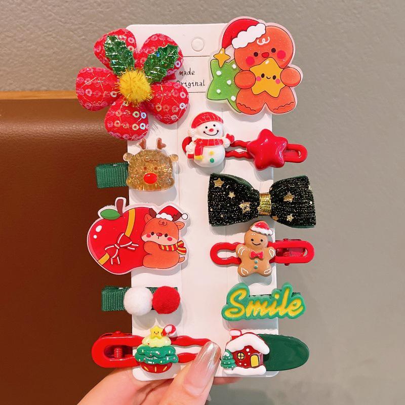 2025 Children's Christmas Hair Clips Set: Santa, Tree & Reindeer (5-Piece)
