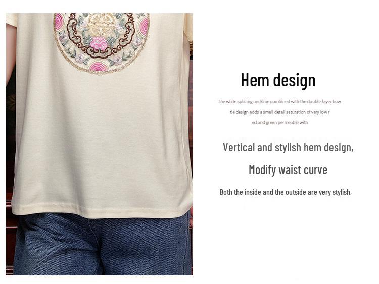 Women's Summer 2024 Chinese Style Cotton T-Shirt: Trendy Short Sleeve Top