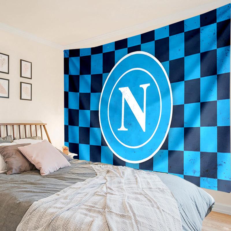 Electric Blue Napoli Logo Tapestry, Unique Design Tapestry, Wall Decor for Bedroom,Livingroom, Playroom,Heartwarming Fan Holiday Gifts
