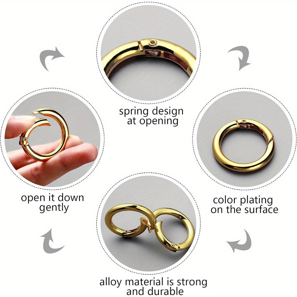 5 Spring O-Ring Alloy Circular Snap Trigger Spring O-Ring Snap Ring Keychain for Bags and Handbags DIY Crafts
