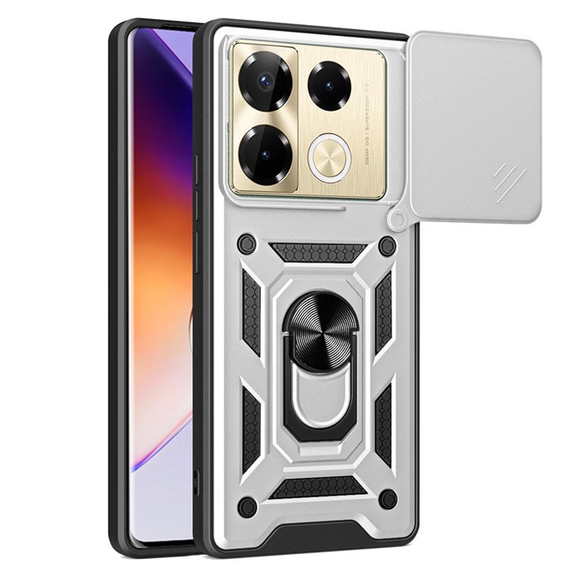 

Сдвижная крышка камеры для Infinix Hot 50 40 Pro+ Smart 9 Hot 50i 40i Zero 40 5G с подставкой, защитный чехол для телефона от падений и ударов for Infinix Hot 50 Pro 4G серебряный