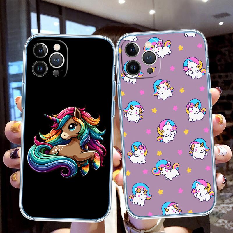 AQ25 Cartoon Unicorn Transparent Phone Case for Motorola Moto G40 G04 G05 One Ace Action  Fusion + Plus Hyper Macro Vision Zoom