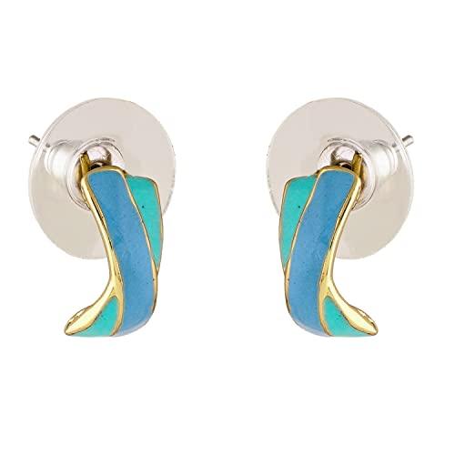 Estele 24Kt Gold Plated Enamel Overlapping Stud Earrings for Women, One Size (368/712 ER)